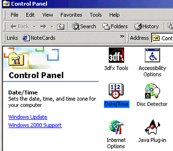 Control Panel with Date/Time highlighted.
