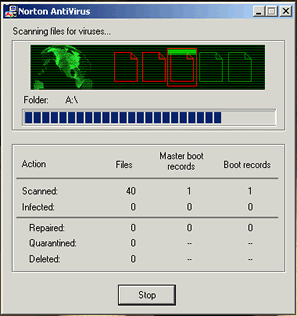 This image shows the scanning in progress.  A list of any errors found will appear on this image's chart.